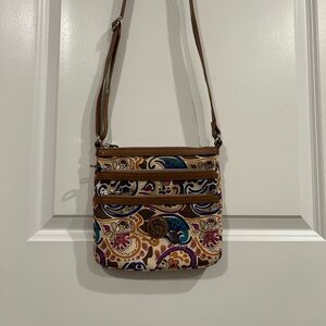 Relic Paisley Crossbody Bag in Brown and Blue
